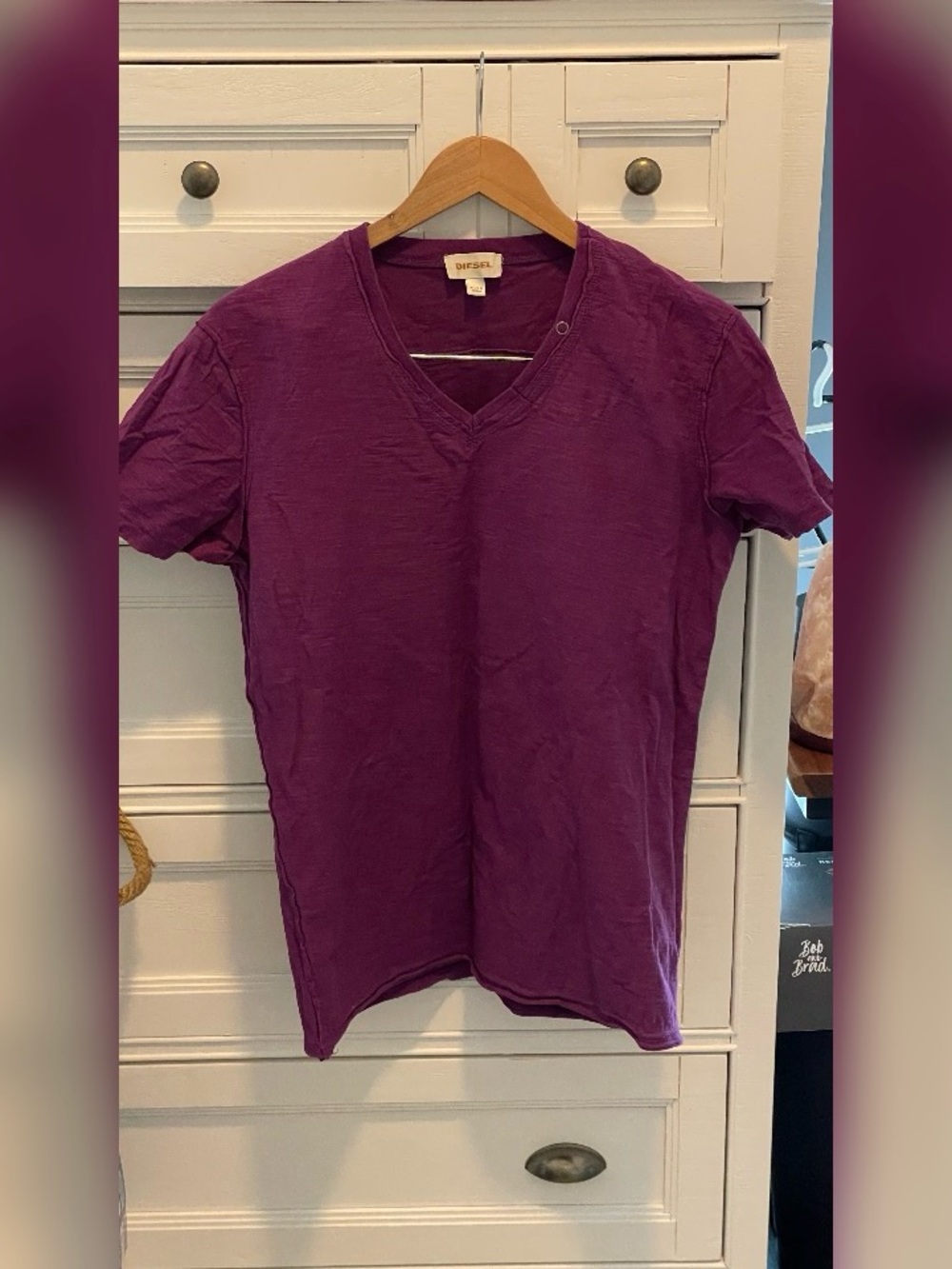 Diesel Purple V-Neck Cotton Tee